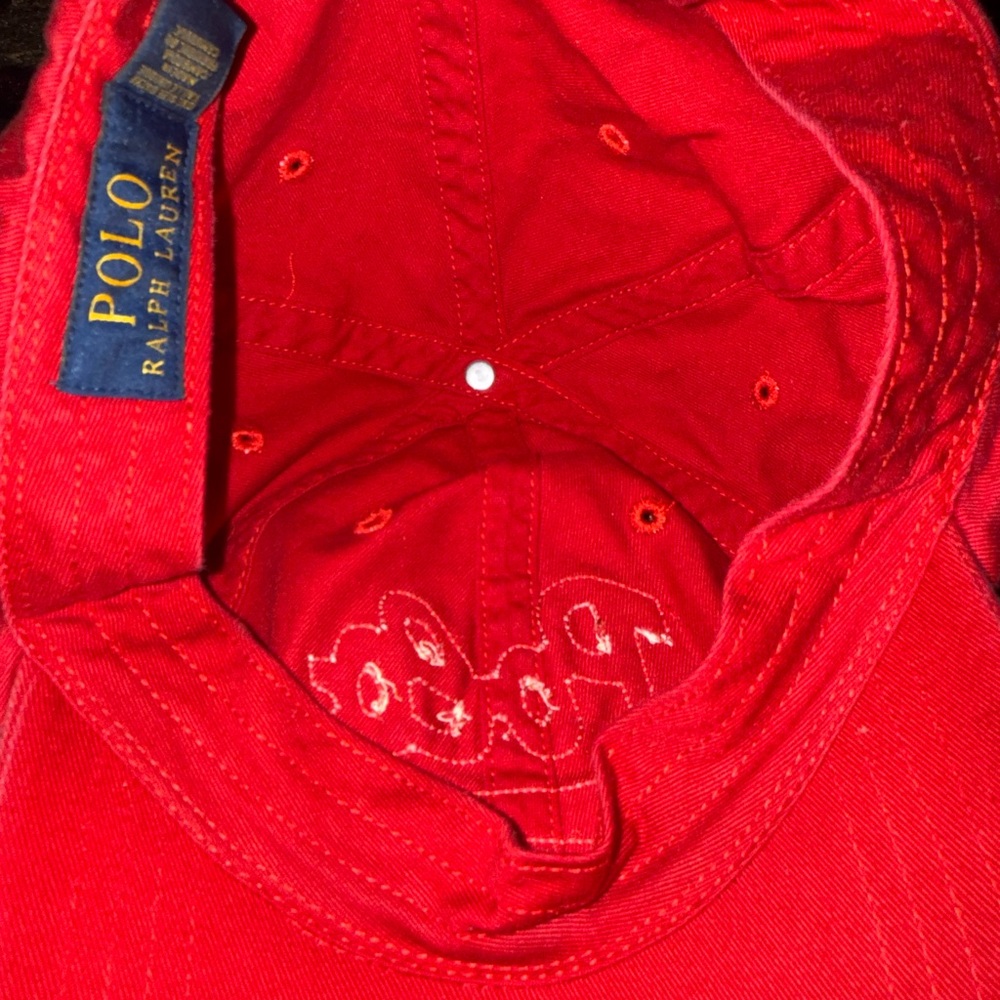 Polo Ralph Lauren Scripted Cursive Embroidered Red Adjustable Cap - Picture 5 of 6